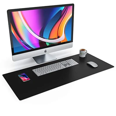Abbildung von CSL Tischunterlage Schreibtischunterlage 90 x 40cm Premium PU Leder Schreibunterlage zusätzliche Anti Rutsch Beschichtung wasserdicht XXL Mauspad für Büro u Home Office 900x400 mm Schwarz