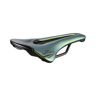 Abbildung von Selle San Marco SHORTFIT 2.0 Racing Rennradsattel, Fahrradsattel, leicht, anatomische Bohrung, Xsilite Gestell Größe L3, Iridescent Gold