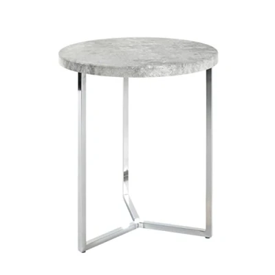 Abbildung von HAKU Möbel Beistelltisch betonoptik, Chrom, MDF, Metall Maße: H 54 cm x Ø 45 cm, Style: Modern