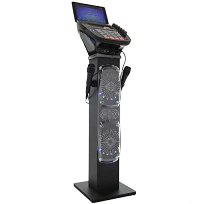 Abbildung von KARAOKE Easy Bluetooth System mit Lautsprechersockel Professionelles CDG 6 Lautsprechern, LED Disco Lichtern, 7 Zoll Farb TFT Bildschirm + 2 Mikrofone