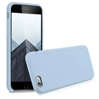 Abbildung von kwmobile Hülle kompatibel mit Apple iPhone 6 / 6S gummierte TPU Silikon Handyhülle Schutzhülle für kabelloses Laden Case in Hellblau matt