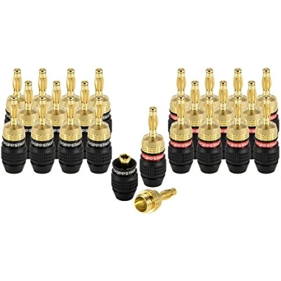 Abbildung von Poppstar 24x High End Bananenstecker (geschirmt, bis 6 mm², 24k vergoldet, 12x schwarz, rot)