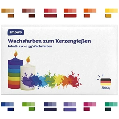 Abbildung von Smowo® 12 Kerzenwachs Farben zum Kerzen selber Machen Kerzenfarben Set einfärben von Wachs Herstellung in Deutschland