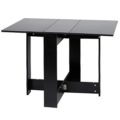 Abbildung von OHMG Klapptisch,Modern Loft Klapptisch,Klappbarer Esstisch,Tisch Holz veredelt,Esszimmertische,Esstisch,Küchentisch,Wohnzimmertisch,Stehtisch für Wohnzimmer Balkon Esszimmer (Schwarz)