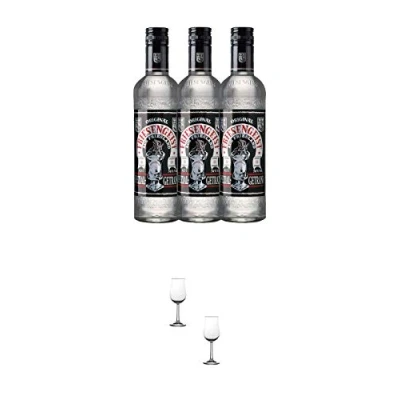 Abbildung von Friesengeist Frucht Kräuterlikör 3 x 0,5 Liter + Nosing Gläser Kelchglas Bugatti mit Eichstrich 2cl und 4cl 2 Stück