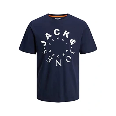 Abbildung von JACK &amp; JONES Herren Rundhals T Shirt JJWARRIOR Regular Fit S M L XL XXL, Größe:L, Farbe:Navy Blazer Big 12242554
