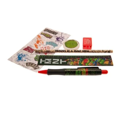 Abbildung von Ninja Turtles ThumbsUP TMNT 6 teiliges Schreibset, Schreibset mit Kugelschreiber, Bleistift, Lineal &amp; Co., Offizielles Merch, Ideal für den Schulstart