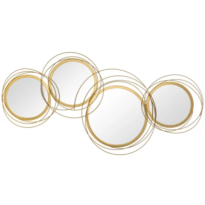 Abbildung von HOMCOM Wandbild Spiegel Set für Wanddekoration, Wandschmuck mit 4 runden Spiegel, modern (Wanddeko, 1 St), Metall, 107 x 56 cm