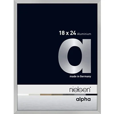 Abbildung von nielsen Bilderrahmen, 18 x 24 cm, Aluminium, Silber matt, Fotorahmen zum Auftstellen und Aufhängen im Hoch &amp; Querformat, Echtglas, Alpha