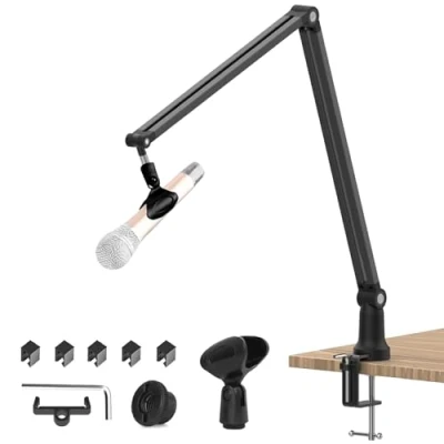 Abbildung von Focenat Einstellbar Mikrofon Arm, Professionell Mikrofonständer, Ständer, Mikrofonarm Boom für 3/8&quot; 5/8&quot; Adapter Mic, Kompatibel mit Blue Yeti