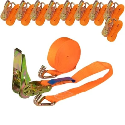Abbildung von Safetyetex Spanngurt mit Ratsche 2teilig Ratschengurt 800kg 6m x 25mm zweiteilig Haken und perfekt für die Ladungssicherung (10 Stück)