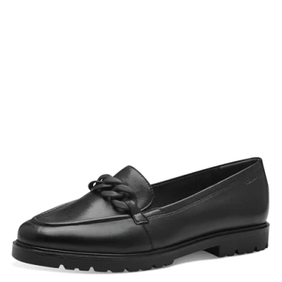 Abbildung von Tamaris Damen Klassische Ballerinas, Frauen Flats,TOUCHit Fußbett,Slip ons,klassisch elegant,Ballerinen,Pumps,Halbschuhe,Slipper,Black Leather,38 EU