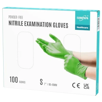 Abbildung von EUROPAPA Nitril Handschuhe Medical Einmalhandschuhe Untersuchungshandschuhe (100 Stück, puderfrei ohne Latex, Gummihandschuhe) unsteril latexfrei disposible gloves