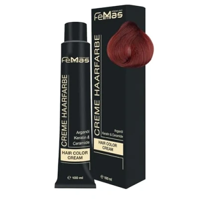 Abbildung von FemMas Premium Haarfarbe Hair Color Cream 100ml Dunkelblond Rot Kupfer 6.64