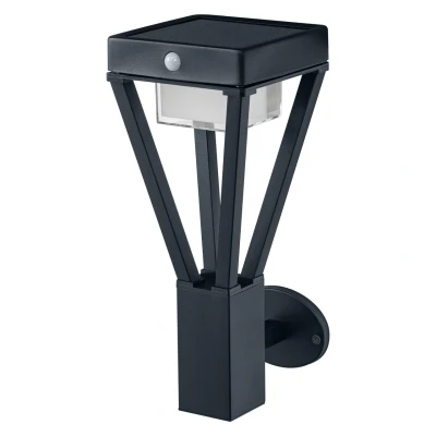 Abbildung von LEDVANCE ENDURA solar BOUQUET WALL SENSOR 36,5cm moderne Wandleuchte mit Bewegungsmelder, outdoor Gartenleuchte 3 Betriebsarten, 6W, 3000K, 200 550 Lumen, IP44, schwarz
