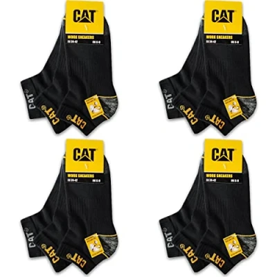 Abbildung von CAT Caterpillar 12 Paar WORK SNEAKERS ArbeitsSneaker Sneaker ArbeitsSocken Socken Strümpfe Größe 39 50 (39 42, Schwarz)