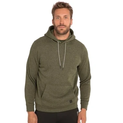 Abbildung von JP 1880 Herren Jay PI Hoodie, Outdoor, Strickfleece, Kapuze, Kängurutaschen Sweatshirt, Oliv, 4X Large