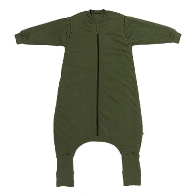 Abbildung von schlummersack Baby Schlafsack mit Füßen ganzjährig 2.5 Tog 70 cm Olive Beinen und verlängerten Bündchen für eine Körpergröße von 80cm Ärmel