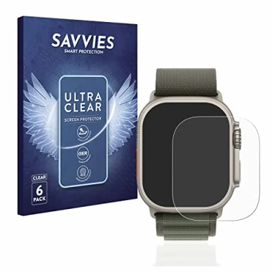 Abbildung von Savvies 6 Stück Schutzfolie für Apple Watch Ultra/Ultra 2 Displayschutz Folie Ultra Transparent