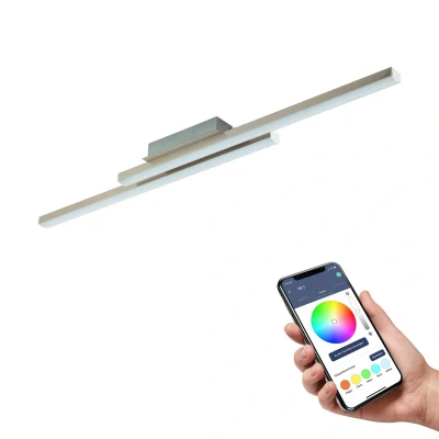 Abbildung von Eglo 900076 LED Deckenleuchte FRAIOLI Z weiss nickel matt L:105.5 B:12 H:6.5cm dimmbar 2700 6500K mit Connect Funktion