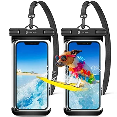Abbildung von Syncwire Wasserdichte Handyhülle【2 Stück】Unterwassere Handy Hülle, 7 Zoll Wasserfeste Handytasche mit seitentasten nahtlosem Design für iPhone 14 13 12 11 Pro XS Max Mini SE XR X 8 7,Samsung S23 Ultra