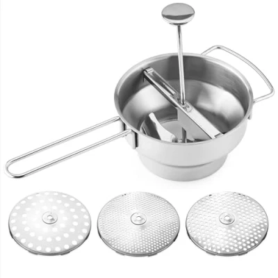 Abbildung von Navaris Passiersieb Passiergerät aus Edelstahl mit 3 Siebeinsätzen Passiermühle, Edelstahl, (1 St)