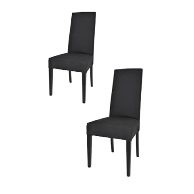 Abbildung von t m c s Tommychairs 2er Set Moderne Stühle Chiara für Küche und Esszimmer, robuste Struktur aus lackiertem Buchenholz Farbe Schwarz, gepolstert mit Stoff in der Schwarz bezogen