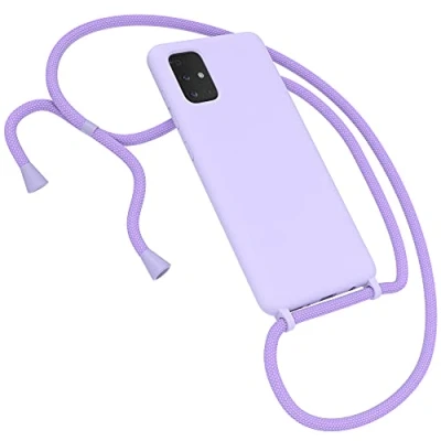 Abbildung von EAZY CASE Premium Silikon Handykette kompatibel mit Samsung Galaxy A72 / (5G) Handyhülle Umhängeband, Handykordel Hülle, Silikonhülle, Hülle Band, Kette für Smartphone, Lavendel Lila