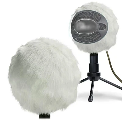 Abbildung von YOUSHARES Blue Snowball Microphone Furry Windscreen Pop Filter Muff Mikrofon Fell Windschutz Schutz für Ice (Weiß)