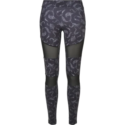 Abbildung von Urban Classics TECH MESH AOP Leggings Hosen, Damen, Größe: 3XL, Blackpaisley