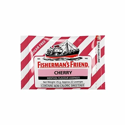 Abbildung von Fisherman&#039;s Friend Zuckerfreier Mund Lufterfrischer Kirsche beruhigende und kühle Lutschtabletten 25 g