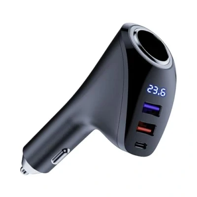Abbildung von Auto Ladegerät USB C Zigarettenanzünder Splitter Adapter 150W Feuerzeug Ladegerät, Typ Dual mit Spannungsanzeige