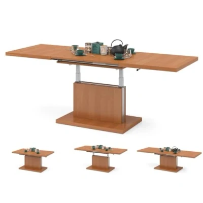 Abbildung von All4All Couchtisch Asti Kaffeetisch Wohnzimmertisch Höhenverstellbar mit Einlegeplatten Ausziehbar Sofatisch 120x70cm 05 Erle