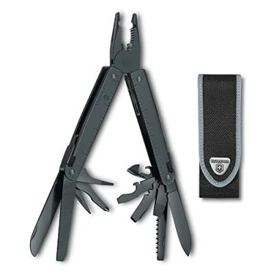 Abbildung von Victorinox Multifunktionstool, Swiss Tool BS mit Nylon Gürteletui, Taschen Werkzeug, 27 Funktionen, Feststellklinge, Kombi Zange, Drahtschneider