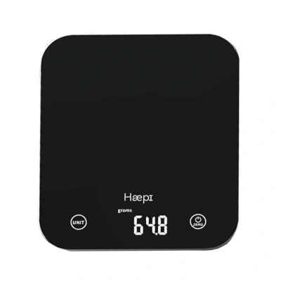 Abbildung von Haepi, Hochpräzise elektronische Glas Küchenwaage 5000g/1g, Tarierfunktion, Flüssigkeitsfunktion, modernes Design, hintergrundbeleuchtetes Display, Batterien inklusive, 15 Jahre Garantie