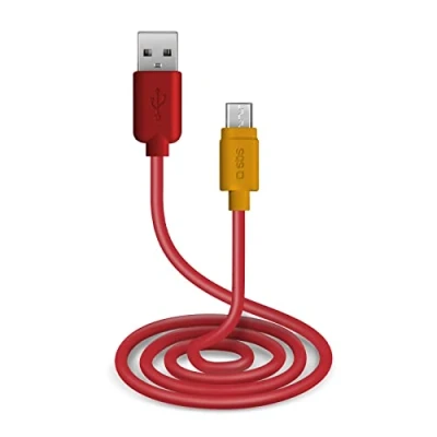 Abbildung von SBS Lade und Datenkabel mit USB Anschlüssen 2.0 Micro Anschlüssen, Länge 1 m, Rot