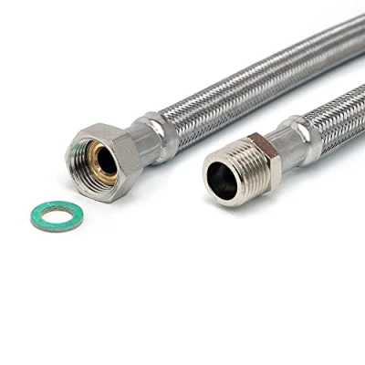 Abbildung von H2O Flex® Panzerschlauch 1/2&quot;ÜM x 1/2&quot;AG, Flexschlauch DN13 für Sanitär mit Trinkwasserzulassung, 30cm 2m