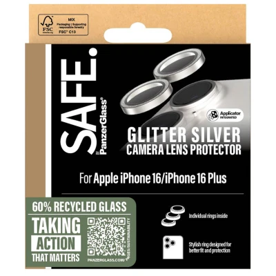 Abbildung von Apple iPhone 16 Panzerglas PanzerGlass SAFE Camera Lens Protector Kameraprotektor für das / Plus Glitter Silver