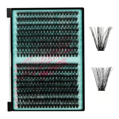 Abbildung von Wimpern Cluster 320Pcs 60D 80D D Curl Einzelne Wispy Lashes für DIY Wimpernverlängerung zu Hause Anfänger (Mix10 16mm)
