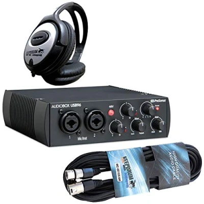 Abbildung von PreSonus AudioBox USB 96 Audio Interface Black + keepdrum Mikrofonkabel Kopfhörer