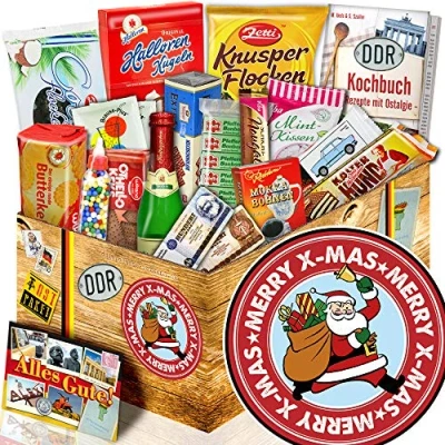 Abbildung von Weihnachtsmann Geschenkeset Weihnachten Mama Ostalgiebox DDR Süß
