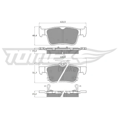 Abbildung von TOMEX brakes TX 18 871 Bremsbelagsatz Hinterachse mit akustischer Verschleißwarnung HONDA: CIVIC 10 Schragheck, Stufenheck