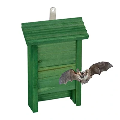 Abbildung von Relaxdays Fledermauskasten, Unterschlupf für Fledermäuse, HxBxT: 29 x 18 6 cm, Garten, Fledermaushotel, Holz, grün