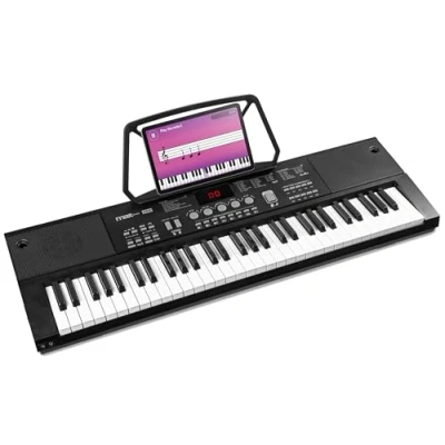 Abbildung von MAX KB15 Keyboard Piano mit 61 Tasten, E Mikrofon und Lautsprecher, LCD Display, 70 Demosongs, Klavier für Anfänger, Lern Funktion, 26 Klangarten, 8 Percussion, USB C