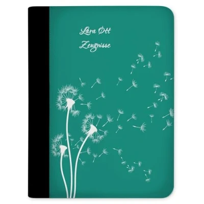 Abbildung von CreaDesign, Kinder Zeugnismappe mit Namen personalisiert, Zeugnis Mappe Pusteblume Petrol 10 Klarsichthüllen, A4, 26,7 x 32,7 1 cm, Rücken schwarz