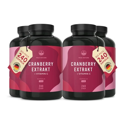 Abbildung von Cranberry Extrakt + Vitamin C 1440 Kapseln TRUE NATURE St