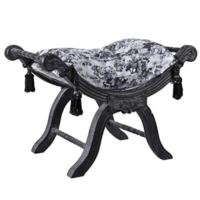 Abbildung von Barock Hocker Toile de Jouy Sitzgondel Sitzbank Rokoko Schemel Sitzhocker cat0350i63 Palazzo Exklusiv