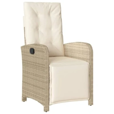 Abbildung von vidaXL Gartensessel 2 STK., Gartenstuhl mit Fußteil, Garten Liegestuhl Verstellbarer Rückenlehne Fußstütze, Sessel Relaxsessel Gartenmöbel, Beige Poly Rattan