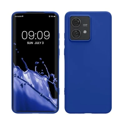 Abbildung von kwmobile Hülle kompatibel mit Motorola Edge 40 Neo weiches TPU Silikon Case Cover geeignet für kabelloses Laden Baltik Blau