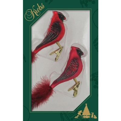Abbildung von Krebs Glas Lauscha Weihnachtsbaumklammer &quot;Kardinal, Weihnachtsdeko rot, Christbaumschmuck&quot;, (Set, 2 tlg.), mundgeblasen